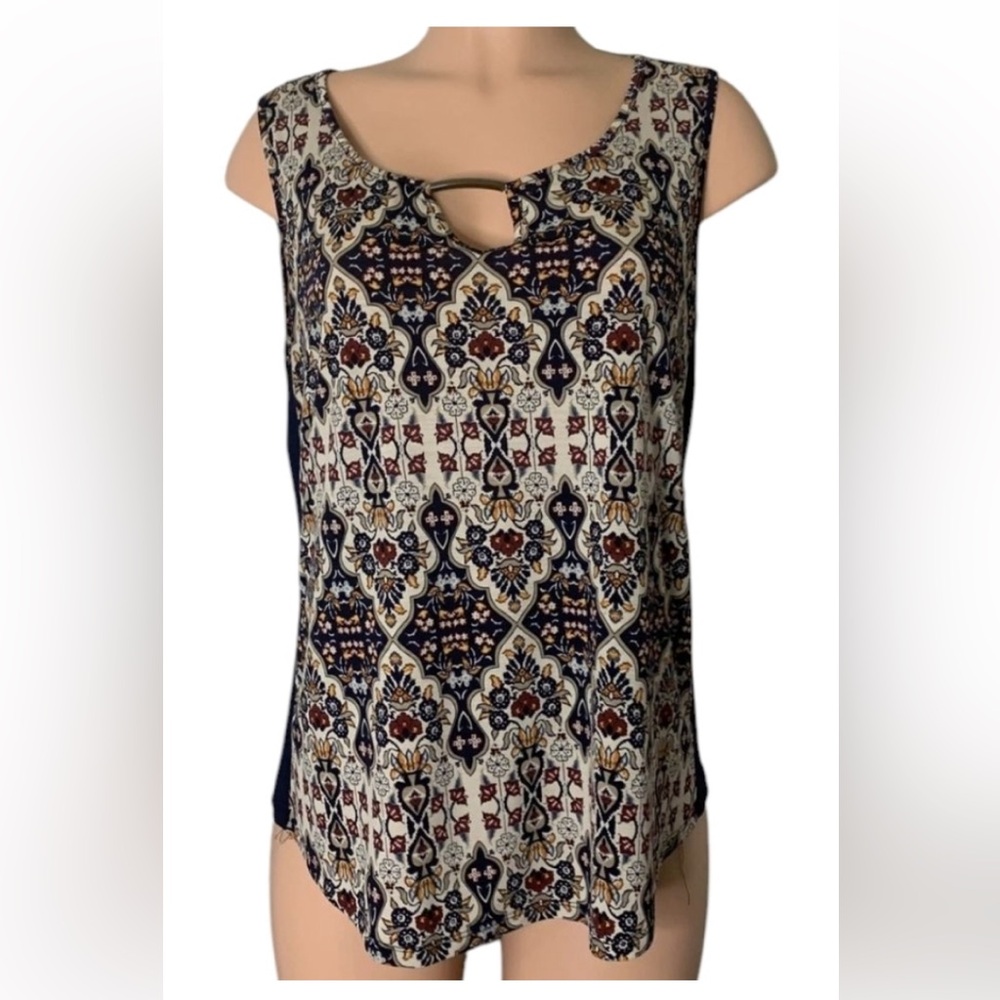 naif Navy & Beige Patterned Tank Top